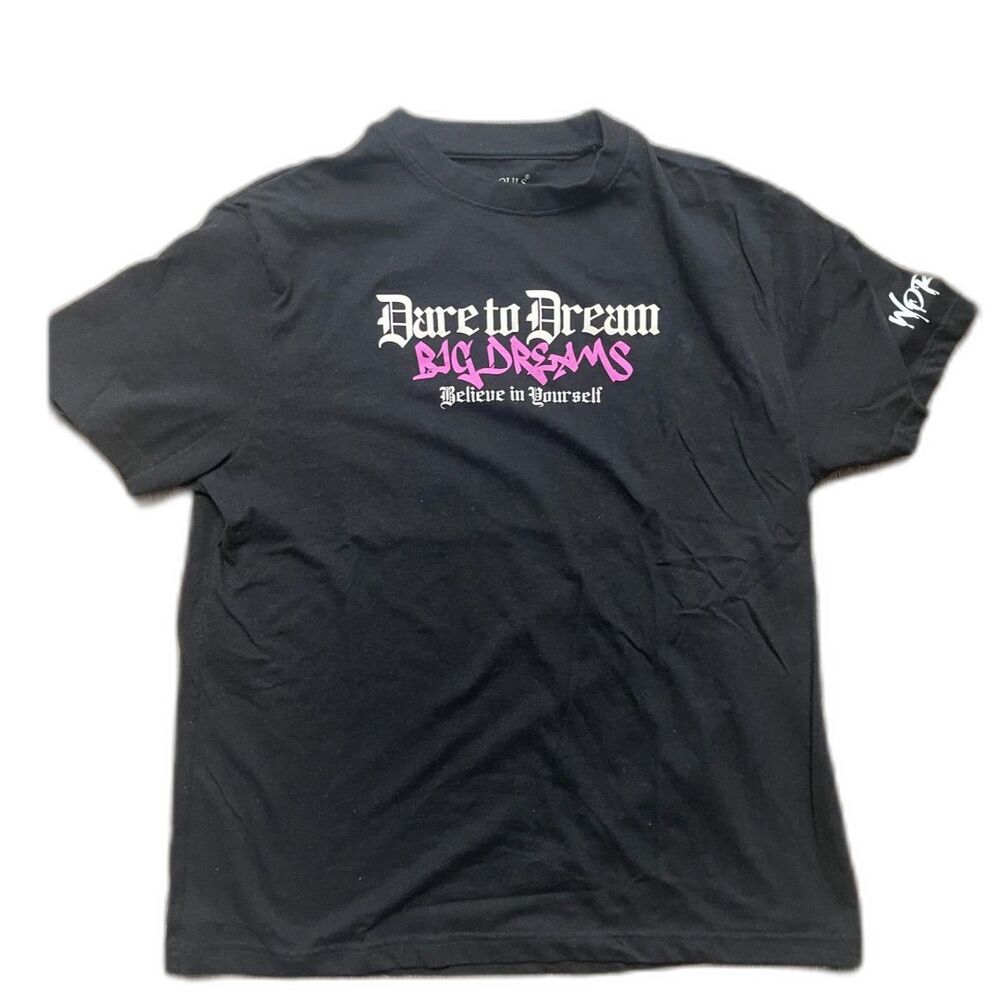 Seven Souls T-shirt Mens M "DARE TO DREAM" Without Limits Work Hard Black Cotton